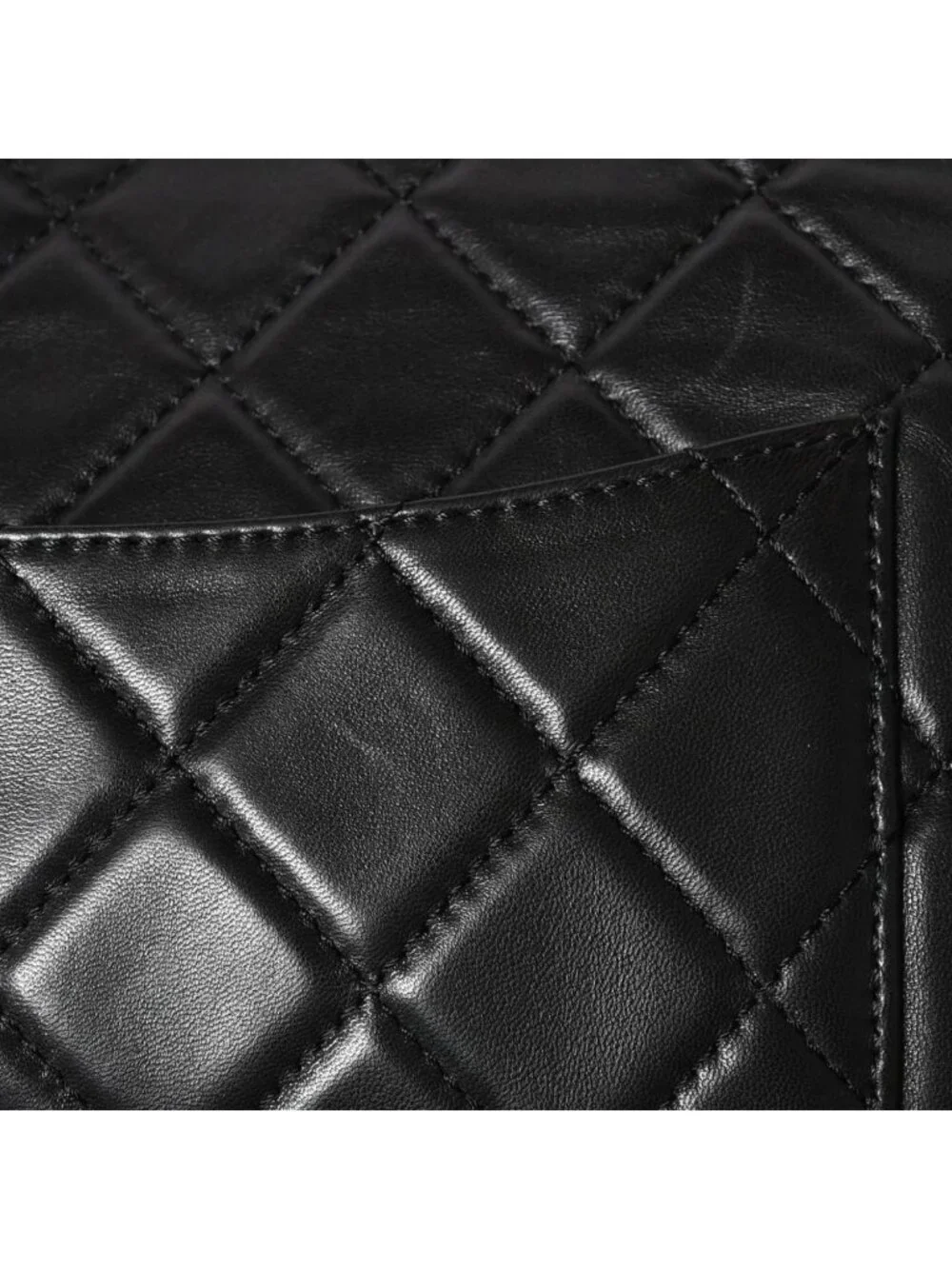 Chanel 2.55 Roll Clutch CC Logo Lambskin Black Ruthenium